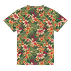 Vintage Hawaiian Floral Kids Loose Fit Short Sleeve T-Shirt Kids Full Print T-shirt Plants Printed Offshore