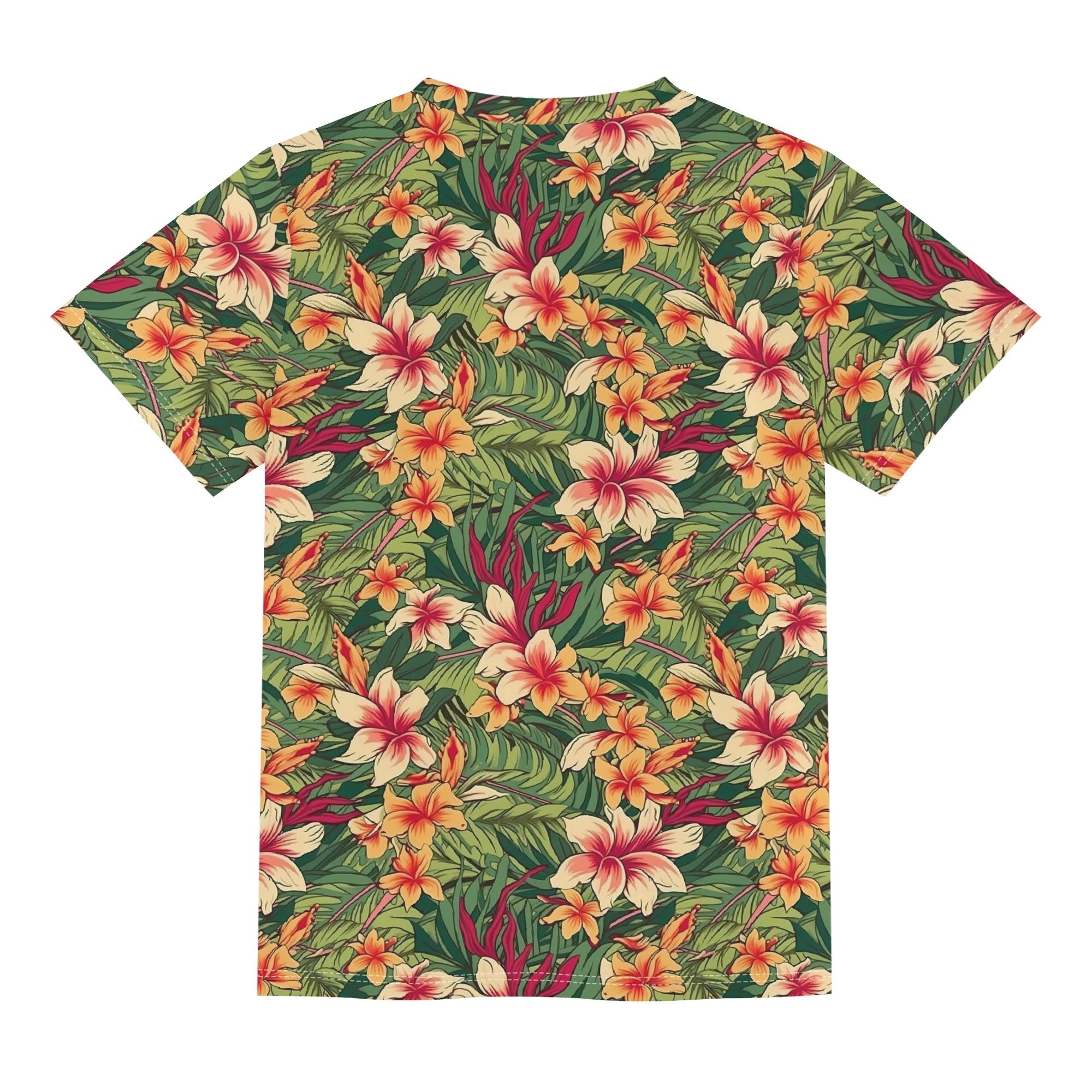 Vintage Hawaiian Floral Kids Loose Fit Short Sleeve T-Shirt Kid's Full Print T-shirt Plants Printed Offshore