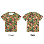 Vintage Hawaiian Floral Kids Loose Fit Short Sleeve T-Shirt Kids Full Print T-shirt Plants Printed Offshore