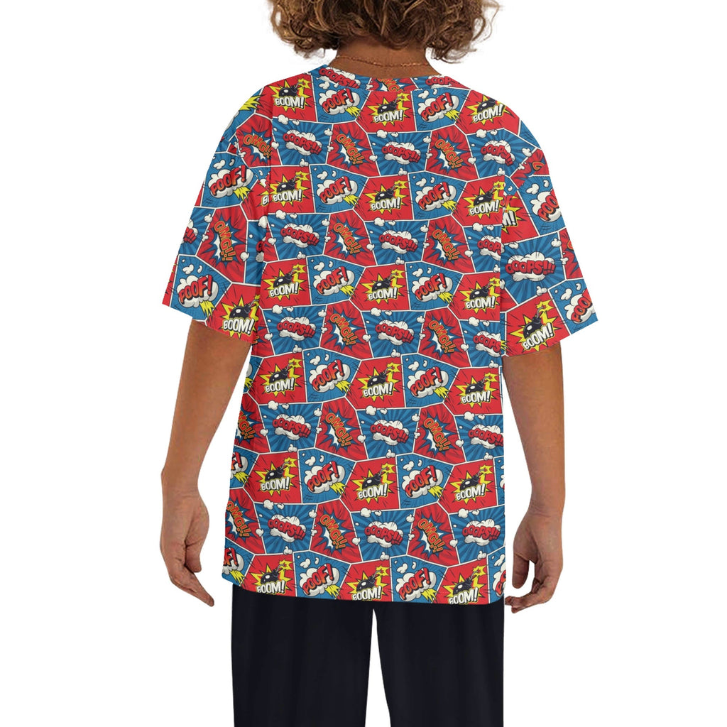 Comic Book Cells Kids Loose Fit Short Sleeve T-Shirt Kid's Full Print T-shirt comic Printed Offshore