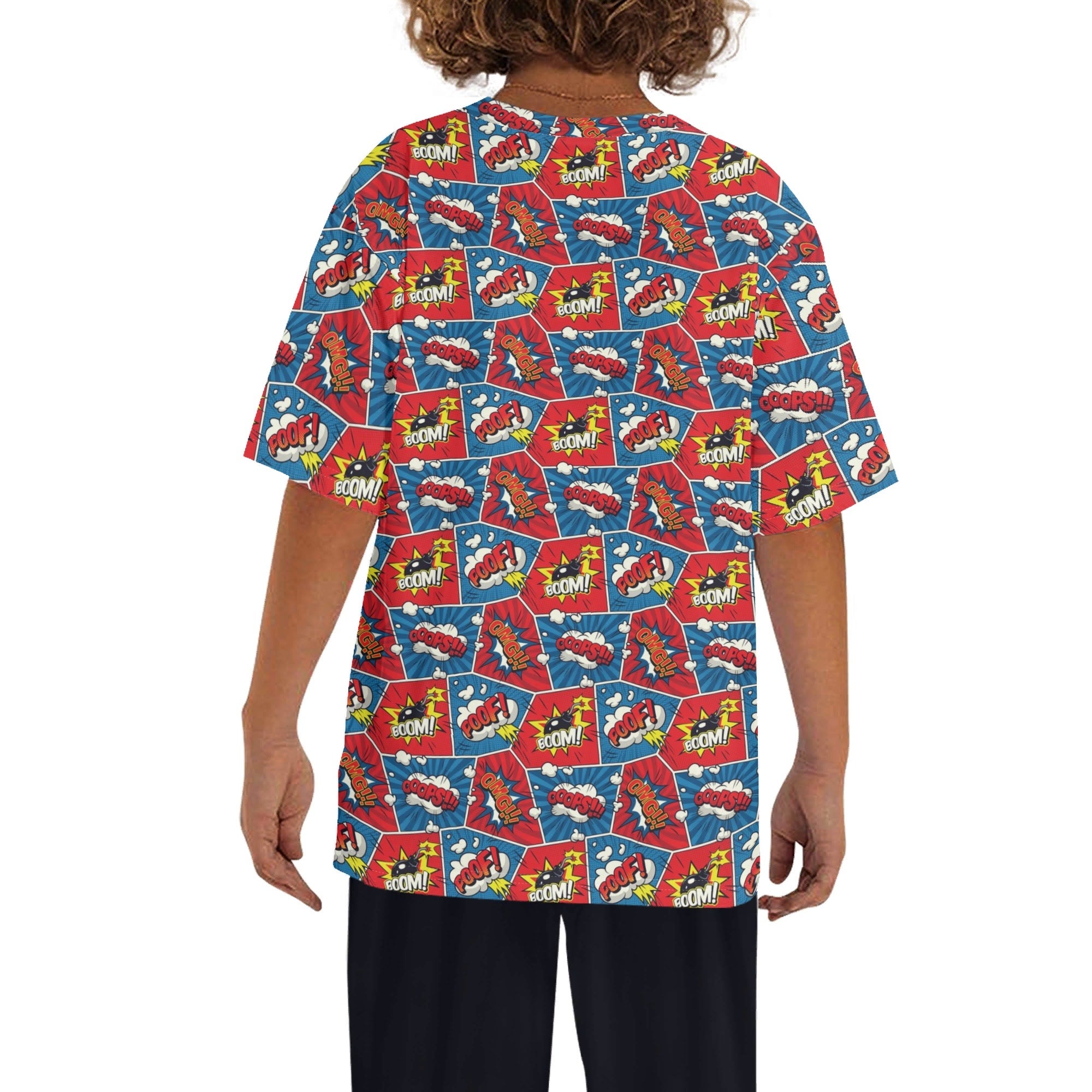 Comic Book Cells Kids Loose Fit Short Sleeve T-Shirt Kid's Full Print T-shirt comic Printed Offshore