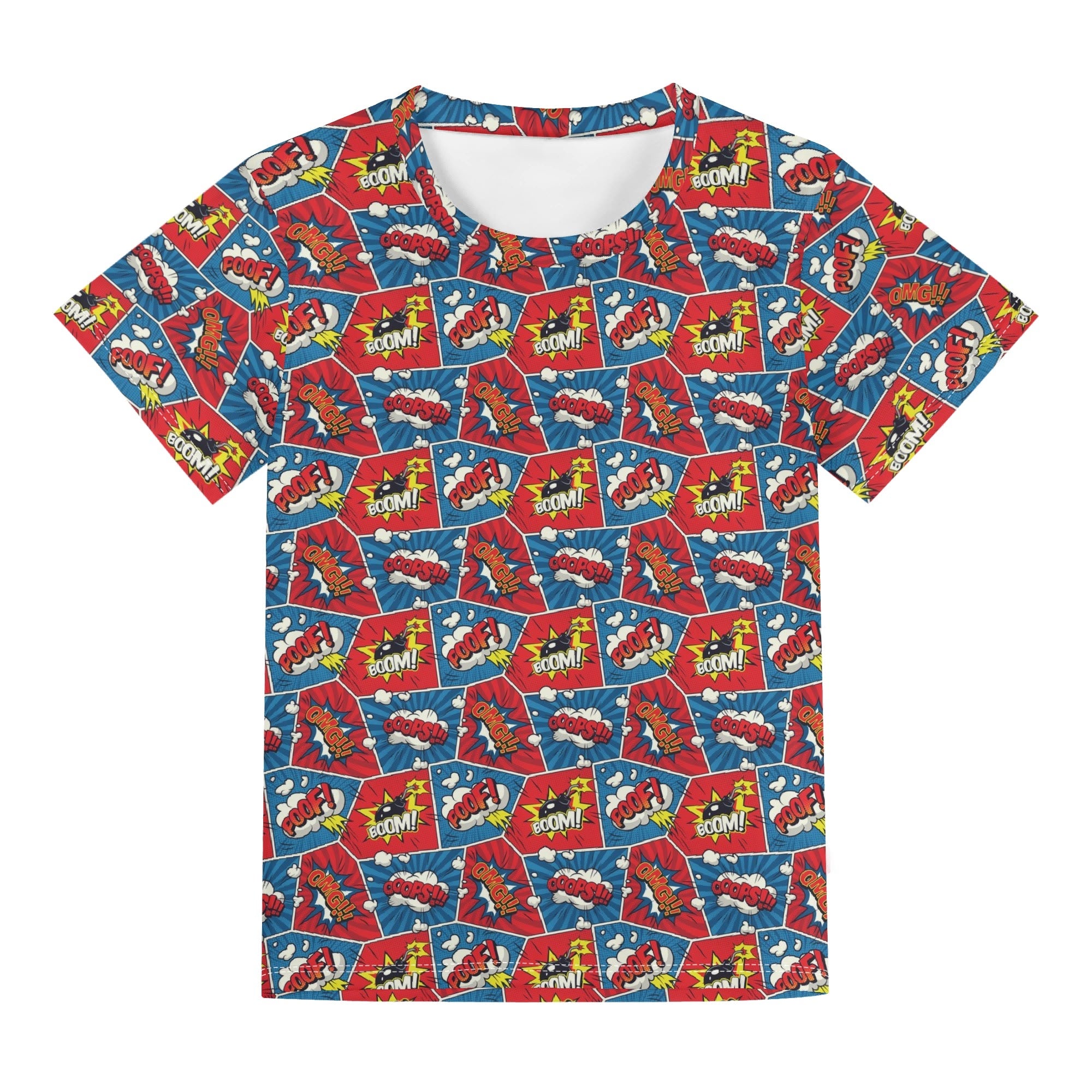 Comic Book Cells Kids Loose Fit Short Sleeve T-Shirt Kid's Full Print T-shirt comic Printed Offshore