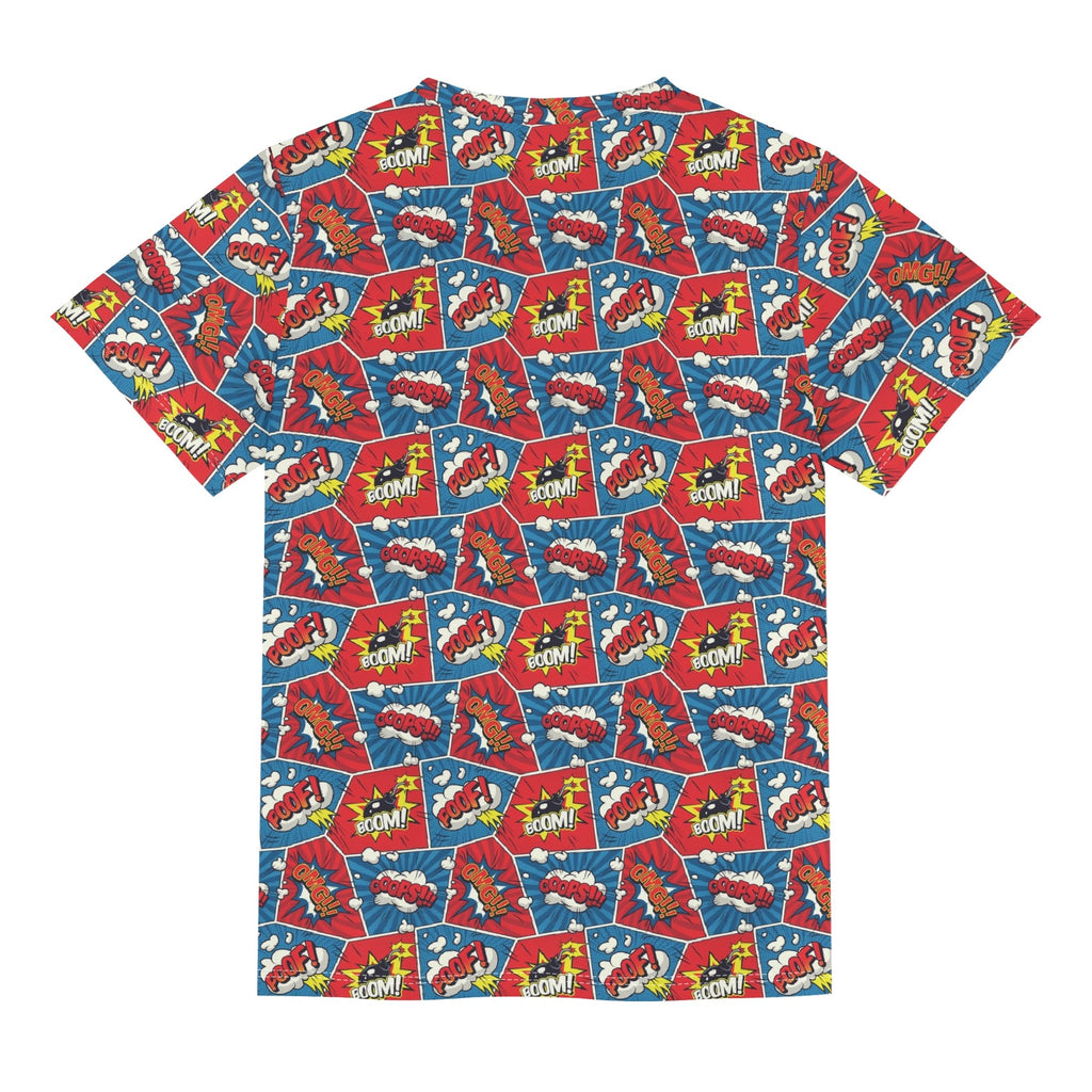 Comic Book Cells Kids Loose Fit Short Sleeve T-Shirt Kid's Full Print T-shirt comic Printed Offshore