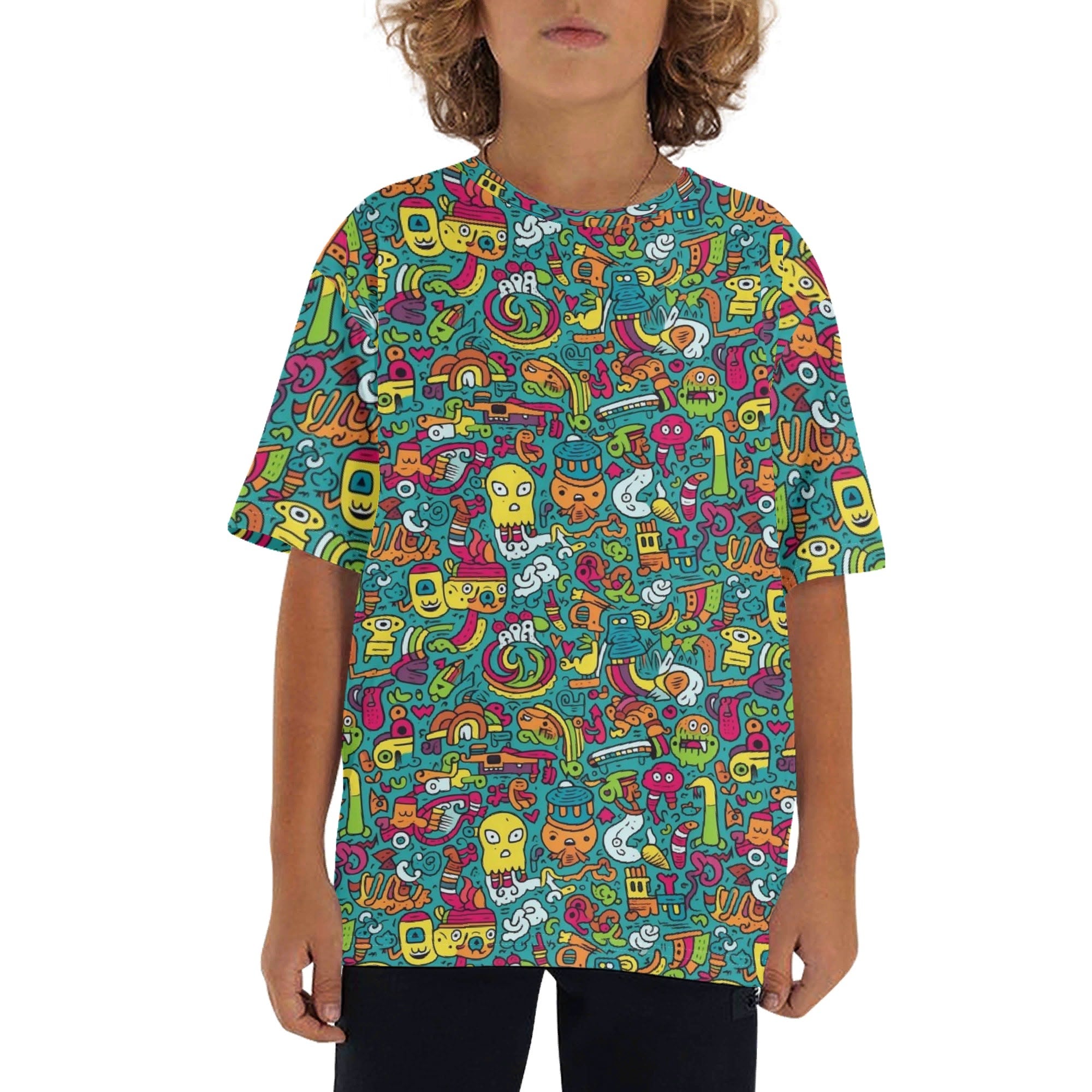Crazy Characters Kids Loose Fit Short Sleeve T-Shirt XL Kid's Full Print T-shirt Printed Offshore Sci Fi
