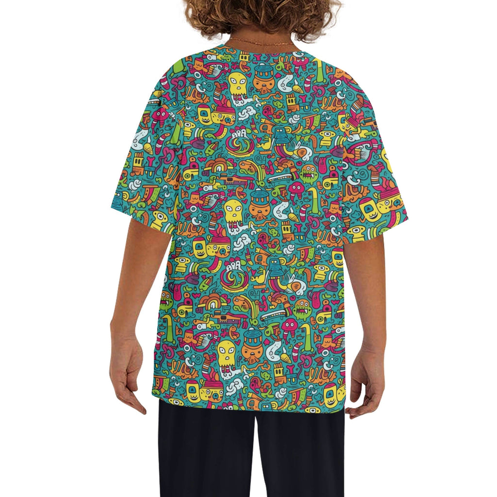 Crazy Characters Kids Loose Fit Short Sleeve T-Shirt Kid's Full Print T-shirt Printed Offshore Sci Fi