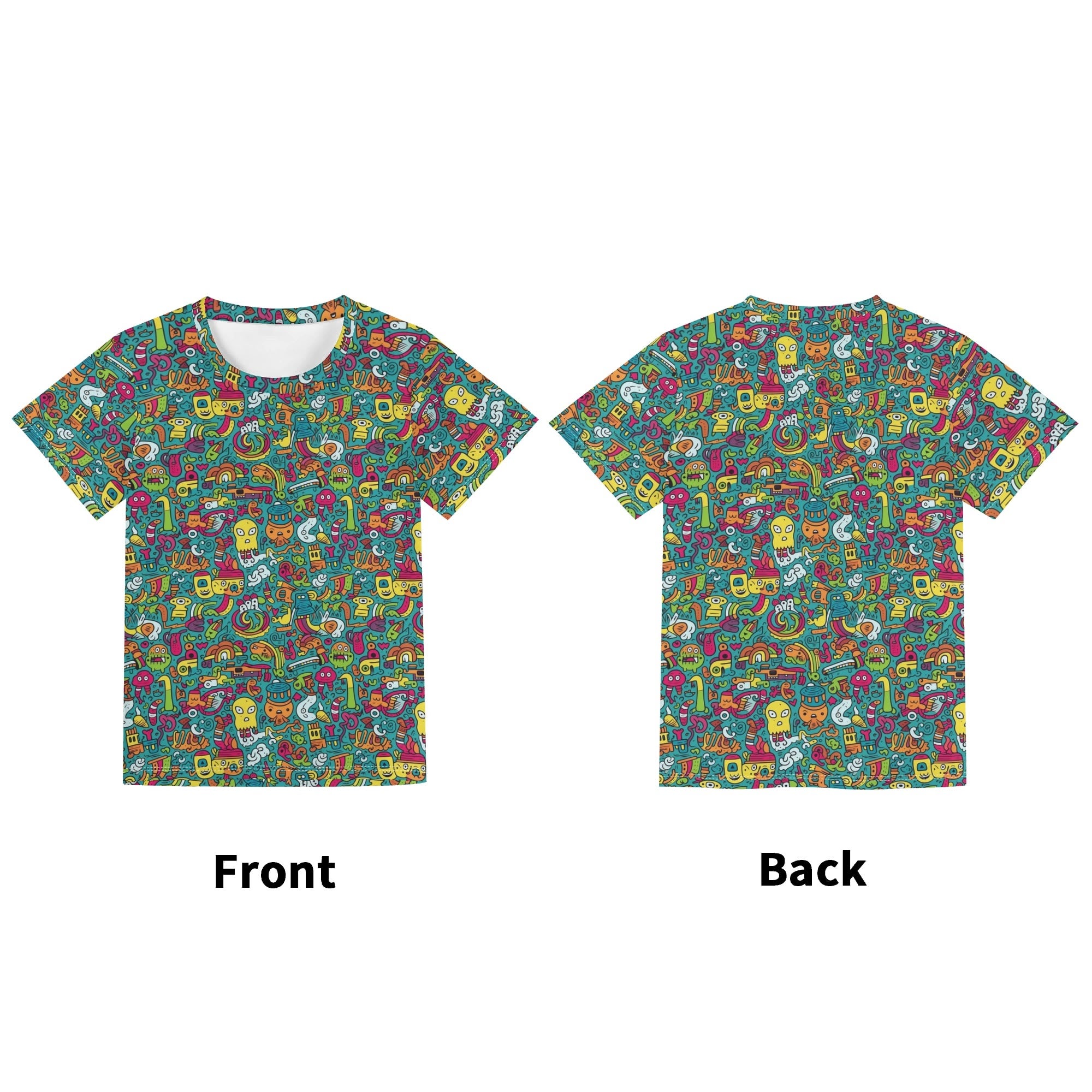 Crazy Characters Kids Loose Fit Short Sleeve T-Shirt Kid's Full Print T-shirt Printed Offshore Sci Fi