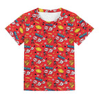 Comic Book Red Kids Loose Fit Short Sleeve T-Shirt Kid's Full Print T-shirt comic Printed Offshore