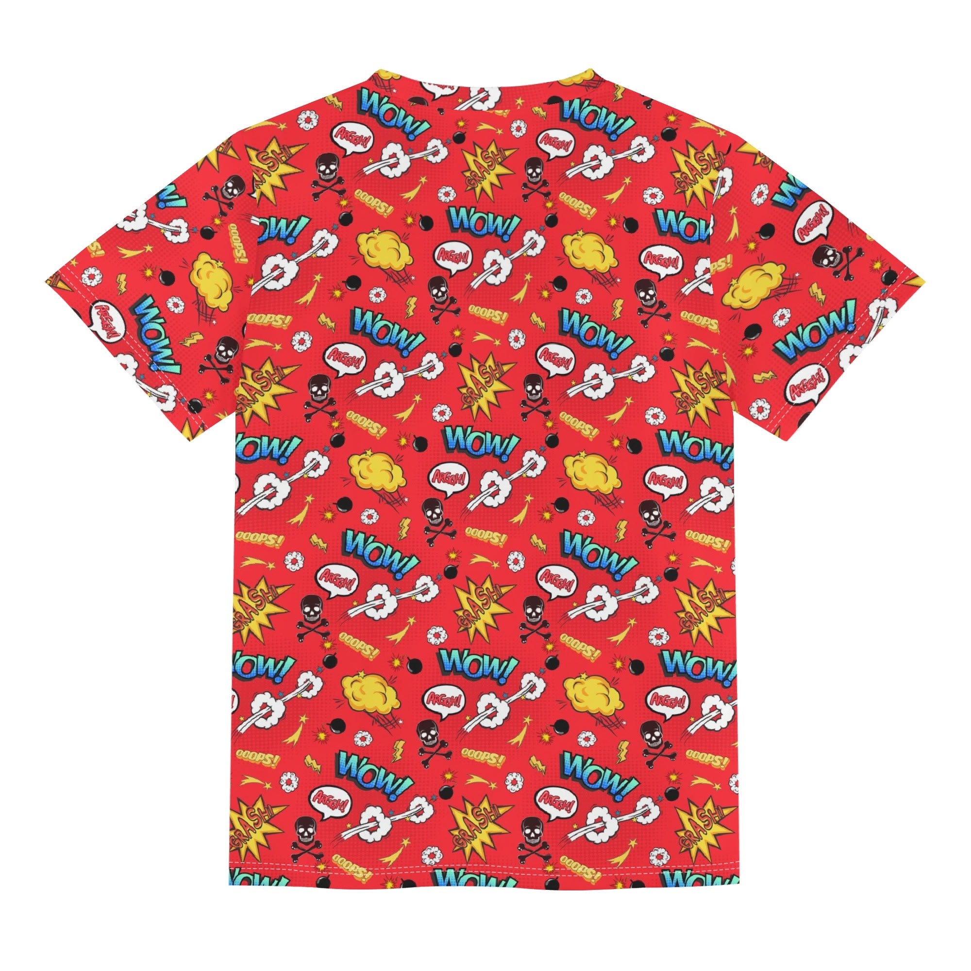 Comic Book Red Kids Loose Fit Short Sleeve T-Shirt Kid's Full Print T-shirt comic Printed Offshore