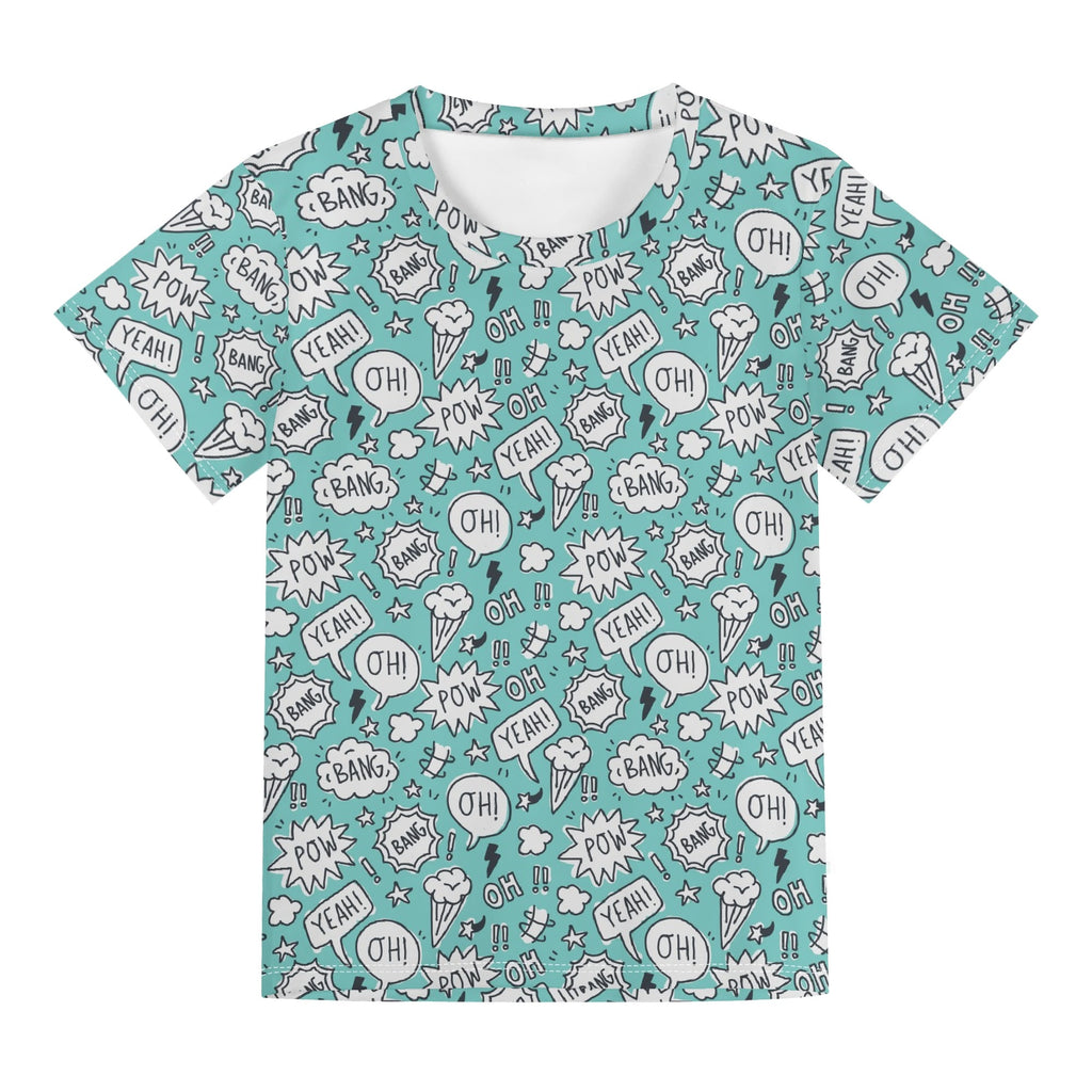 Comic Book Speech Bubbles Kids Loose Fit Short Sleeve T-Shirt Kid's Full Print T-shirt comic Printed Offshore