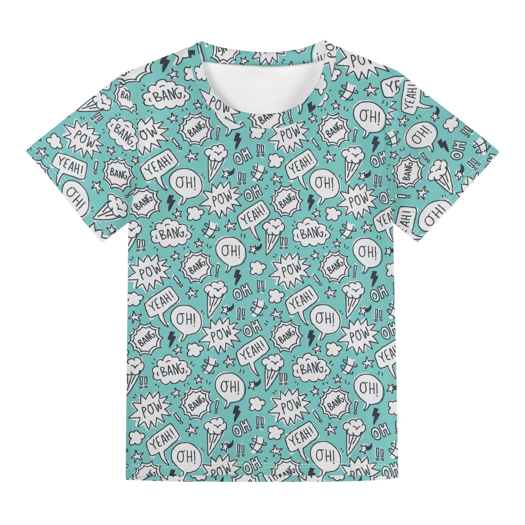 Comic Book Speech Bubbles Kids Loose Fit Short Sleeve T-Shirt Kid's Full Print T-shirt comic Printed Offshore