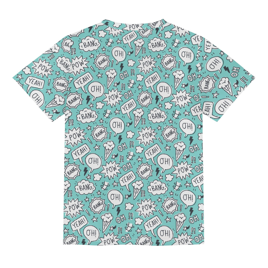 Comic Book Speech Bubbles Kids Loose Fit Short Sleeve T-Shirt Kid's Full Print T-shirt comic Printed Offshore