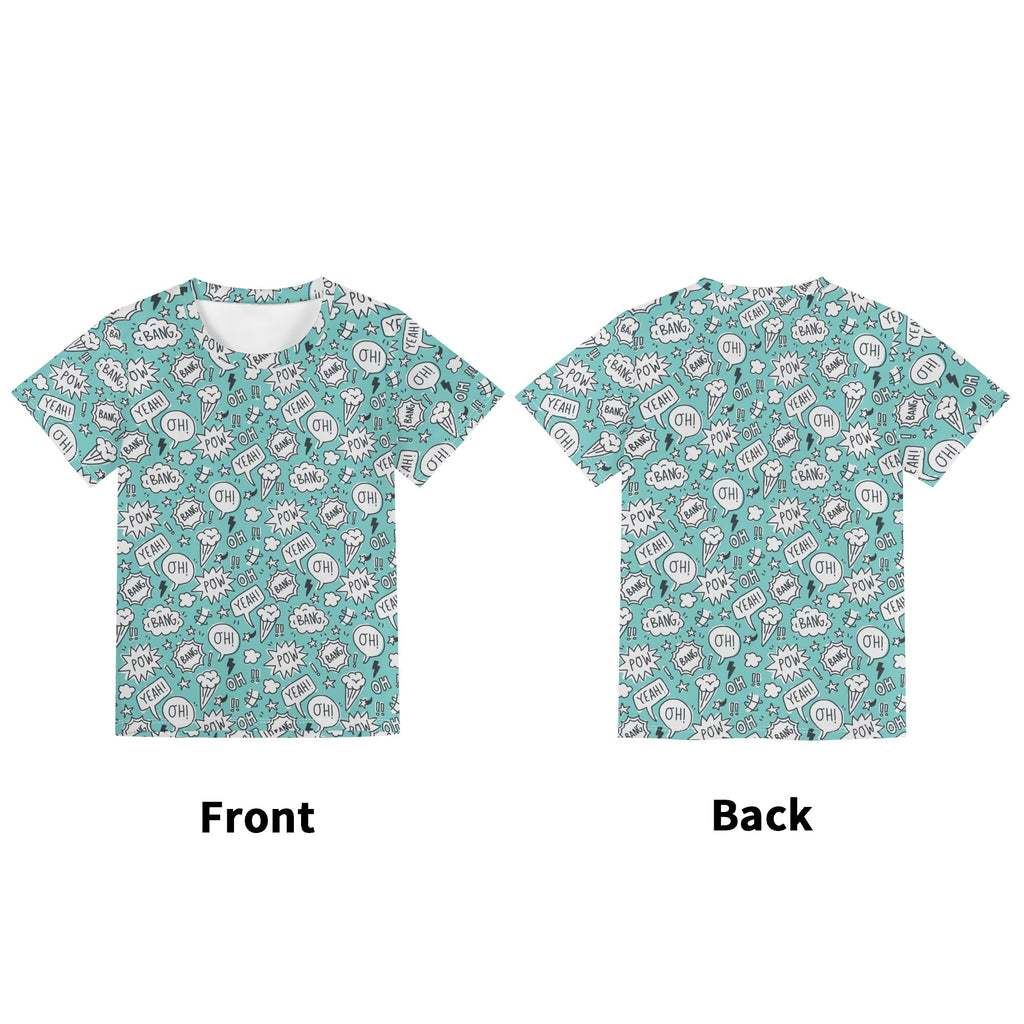 Comic Book Speech Bubbles Kids Loose Fit Short Sleeve T-Shirt Kid's Full Print T-shirt comic Printed Offshore