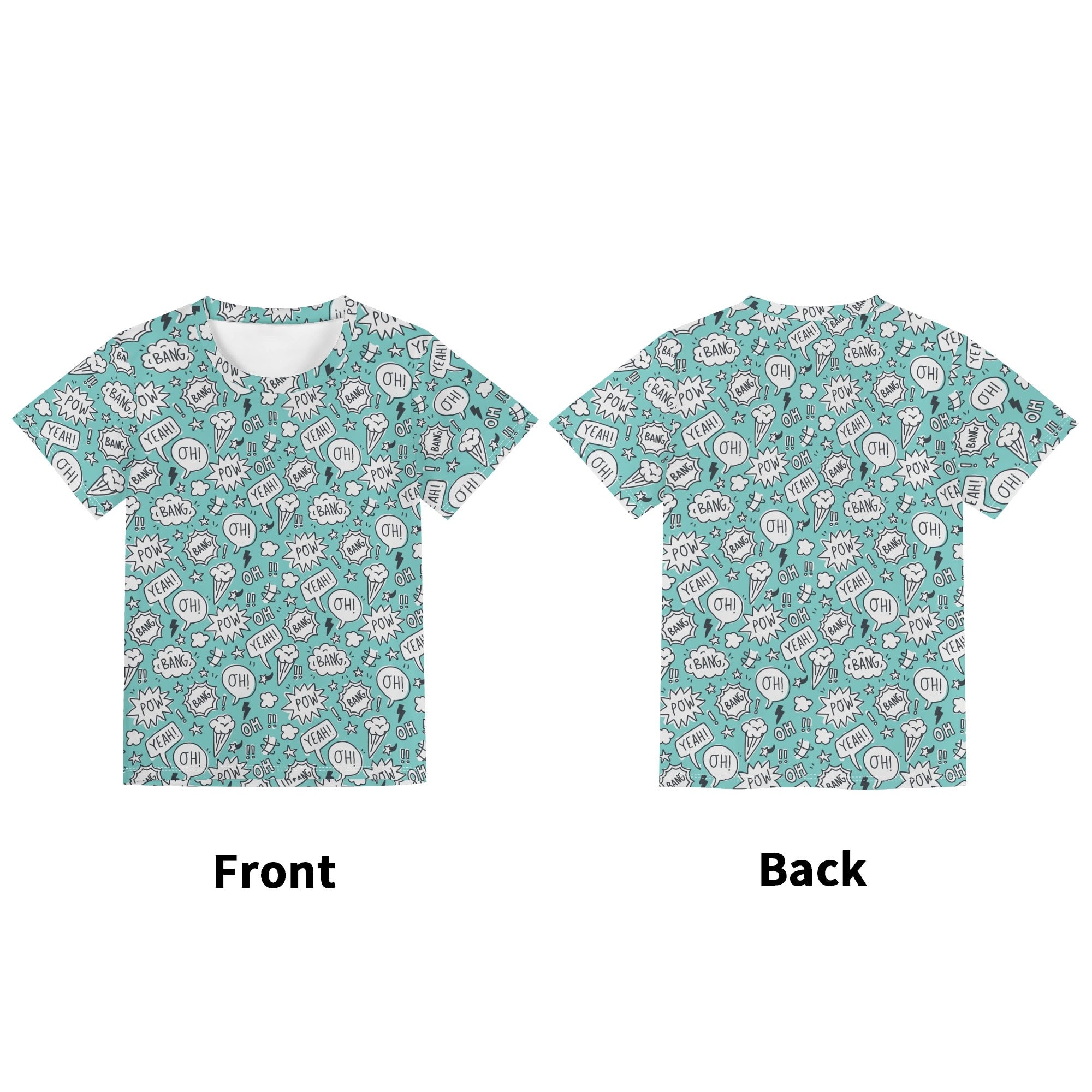 Comic Book Speech Bubbles Kids Loose Fit Short Sleeve T-Shirt Kid's Full Print T-shirt comic Printed Offshore
