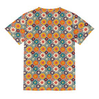 Happy Retro Flowers Kids Loose Fit Short Sleeve T-Shirt Kid's Full Print T-shirt Printed Offshore Retro