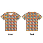 Happy Retro Flowers Kids Loose Fit Short Sleeve T-Shirt Kid's Full Print T-shirt Printed Offshore Retro