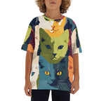 Cats Kids Loose Fit Short Sleeve T-Shirt XL Kid's Full Print T-shirt animal Printed Offshore