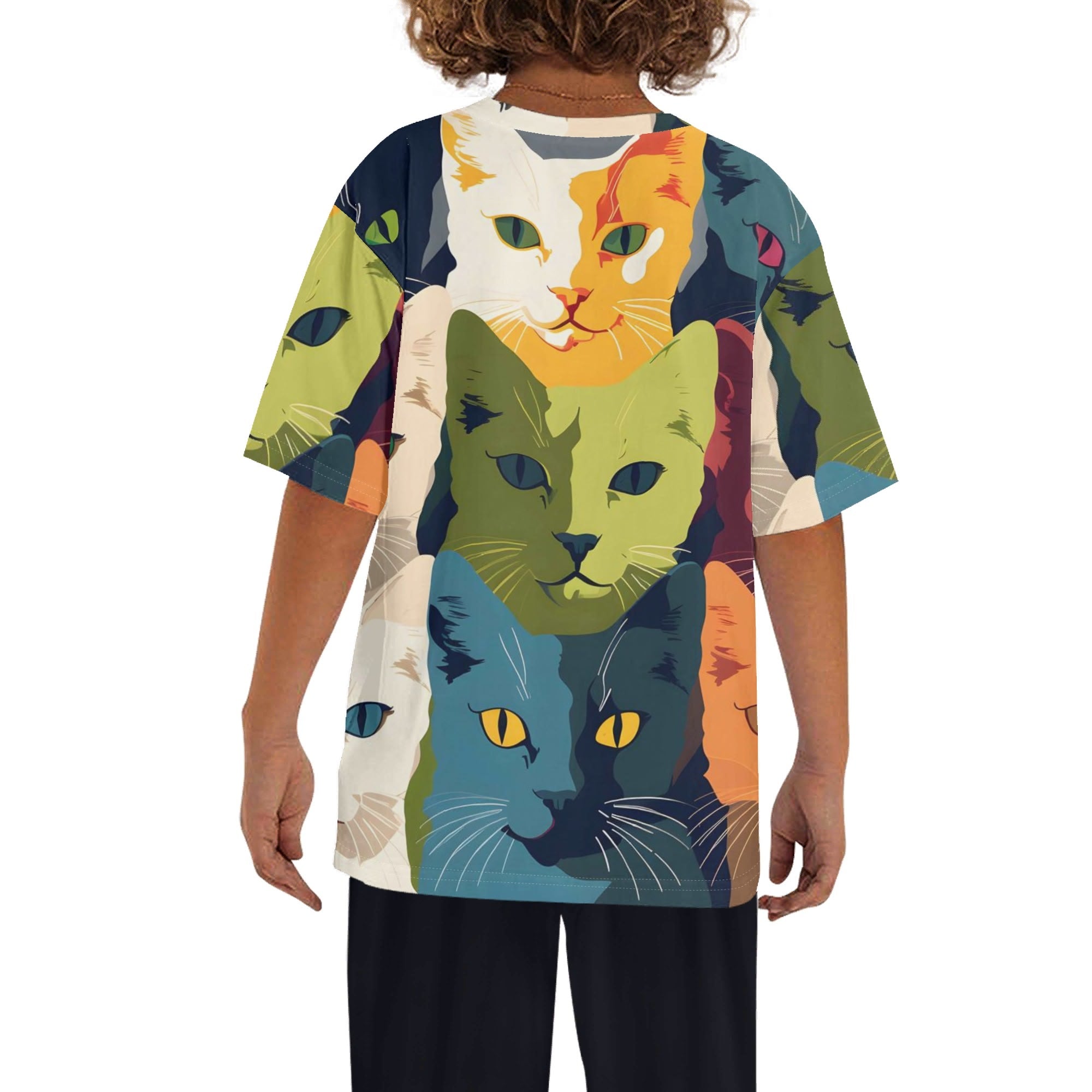 Cats Kids Loose Fit Short Sleeve T-Shirt Kid's Full Print T-shirt animal Printed Offshore