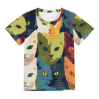 Cats Kids Loose Fit Short Sleeve T-Shirt Kid's Full Print T-shirt animal Printed Offshore