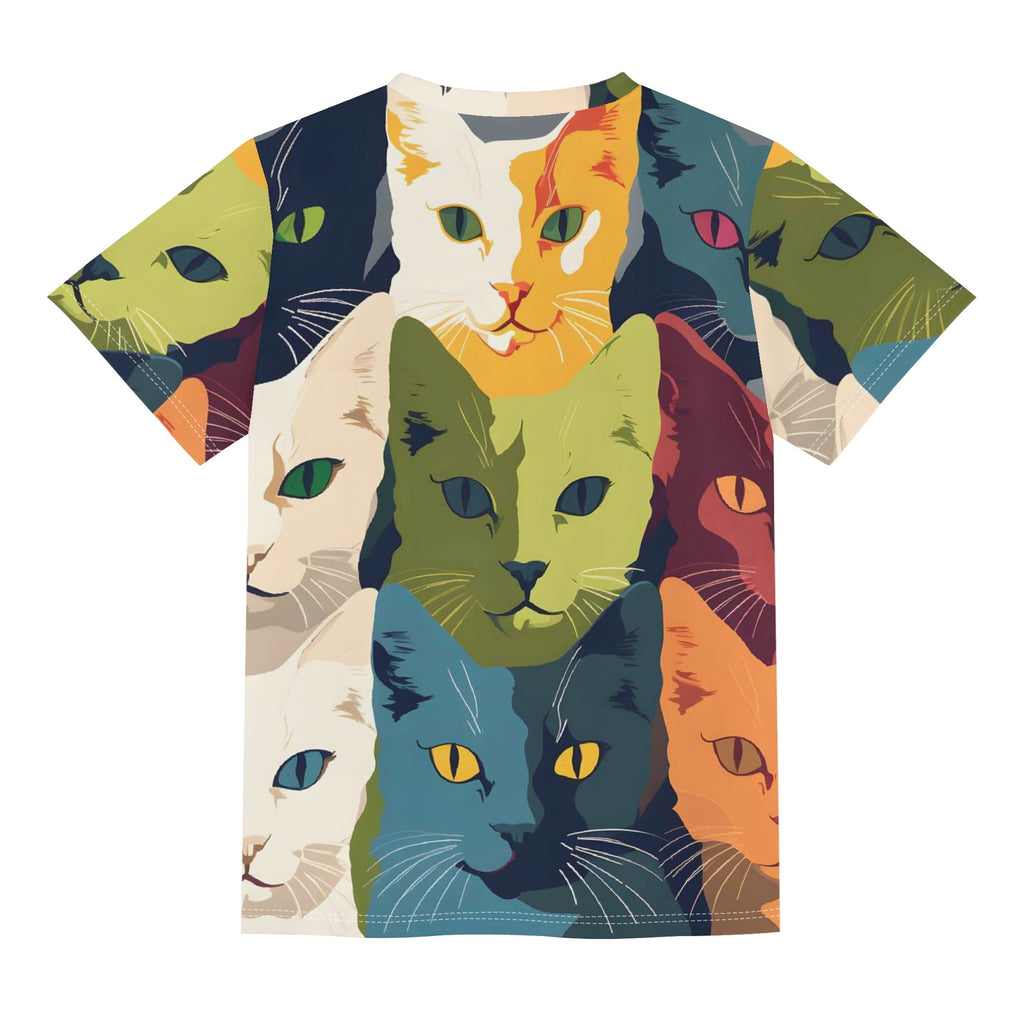 Cats Kids Loose Fit Short Sleeve T-Shirt Kid's Full Print T-shirt animal Printed Offshore