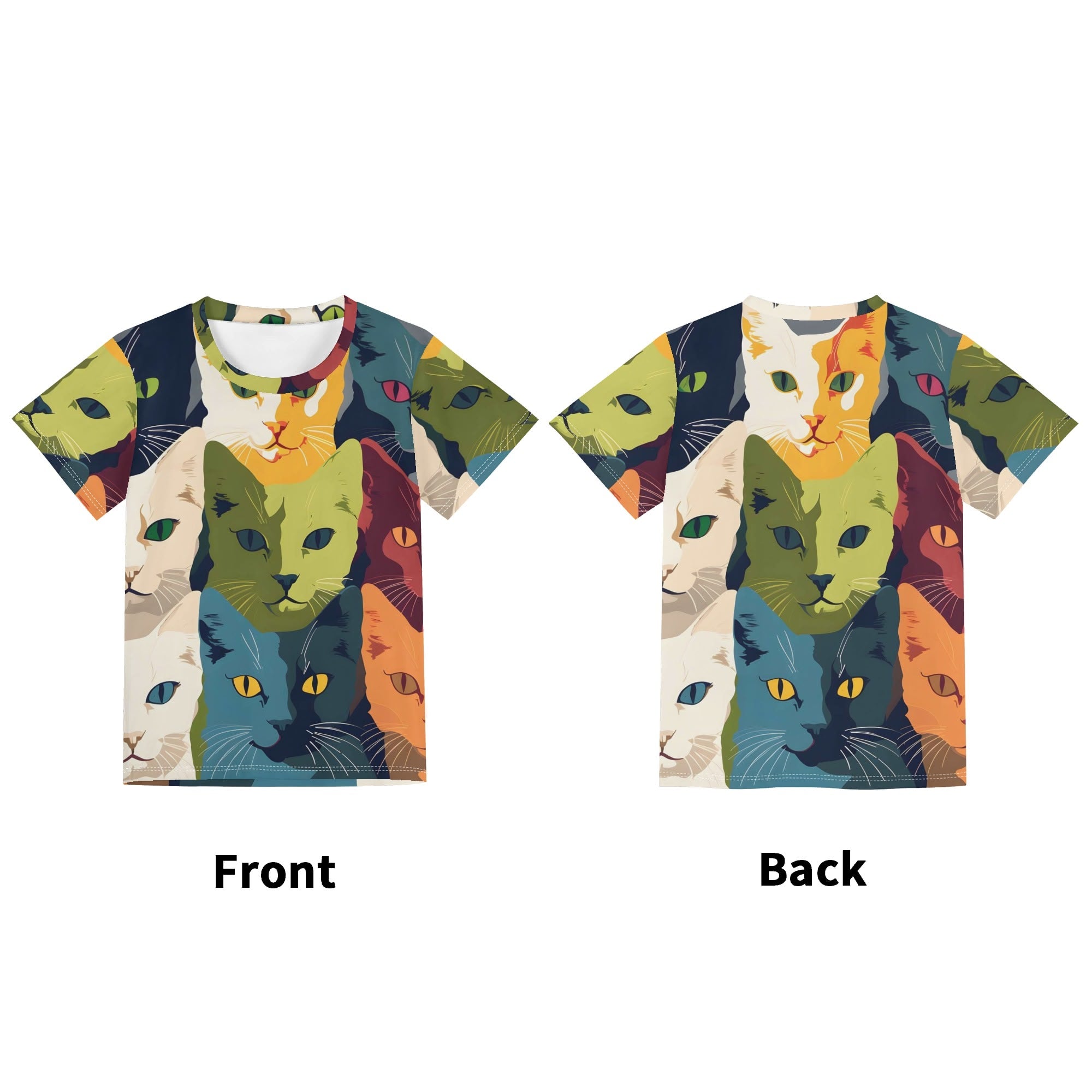 Cats Kids Loose Fit Short Sleeve T-Shirt Kid's Full Print T-shirt animal Printed Offshore