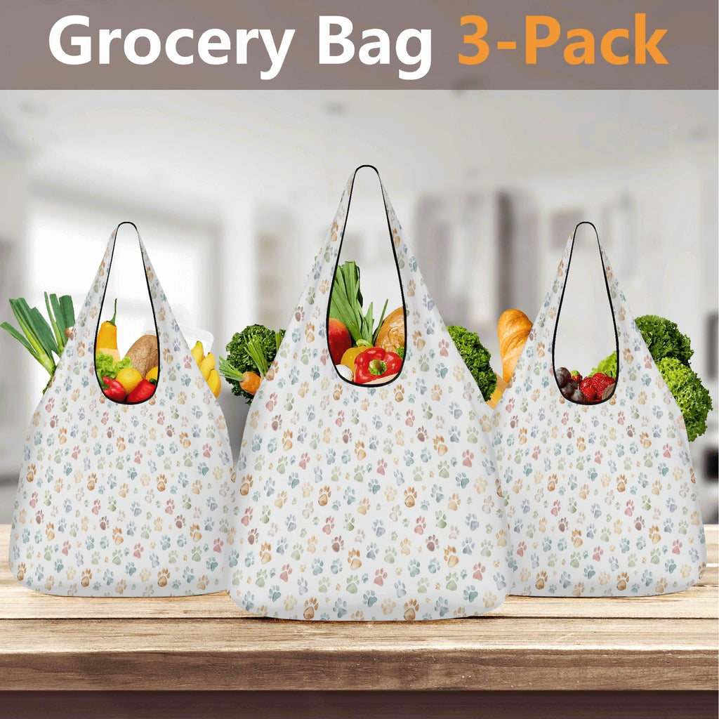 Paw Prints 3 Pack of Foldable Shopping Bags 3-Pack Shopping Bags animal Printed Offshore