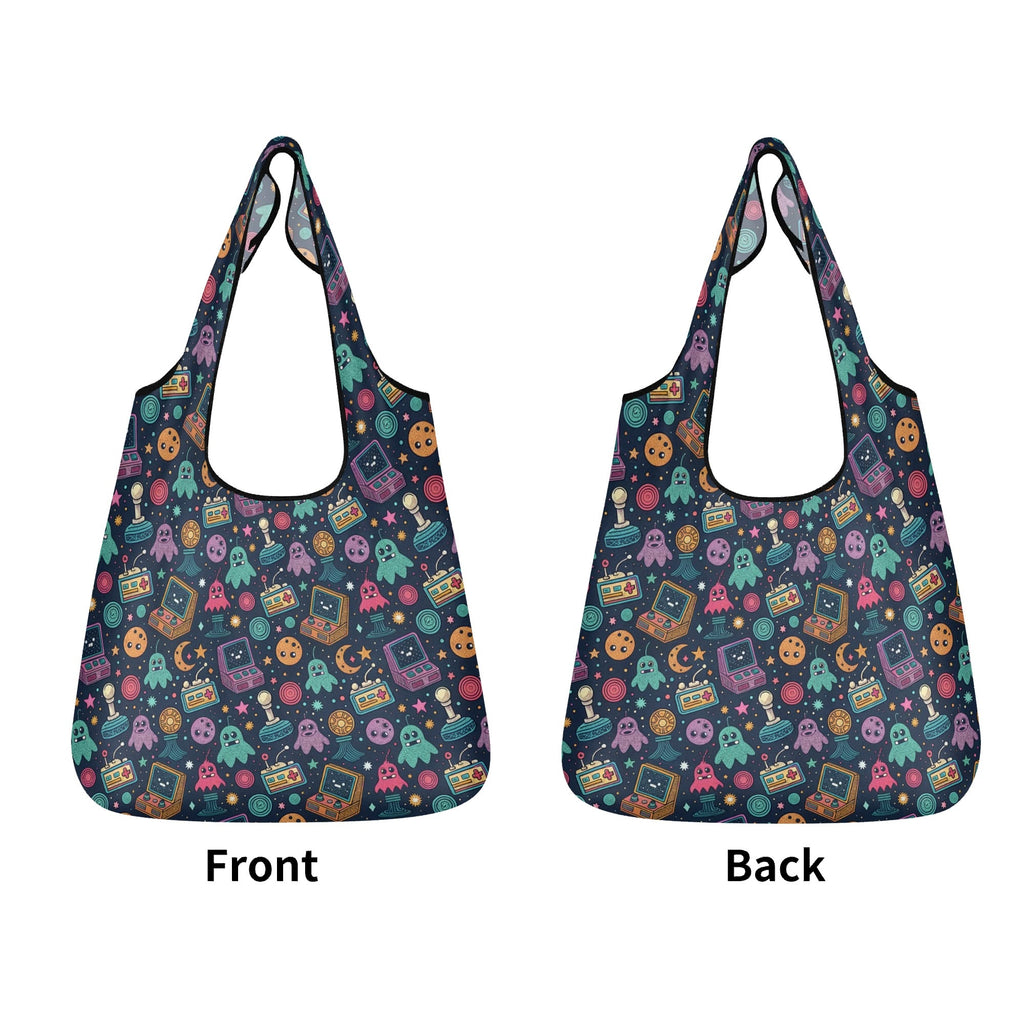Space Arcade 3 Pack of Foldable Shopping Bags 3-Pack Shopping Bags Games Printed Offshore Retro