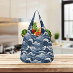 Japanese Waves 3 Pack of Foldable Shopping Bags 3-Pack Shopping Bags Ocean Printed Offshore