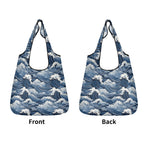 Japanese Waves 3 Pack of Foldable Shopping Bags 3-Pack Shopping Bags Ocean Printed Offshore