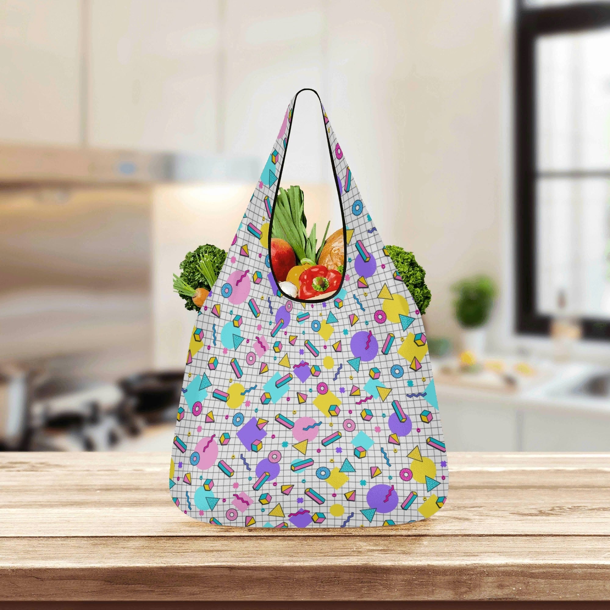 80s Grid - 3 Pack of Foldable Shopping Bags 3-Pack Shopping Bags Printed Offshore Retro
