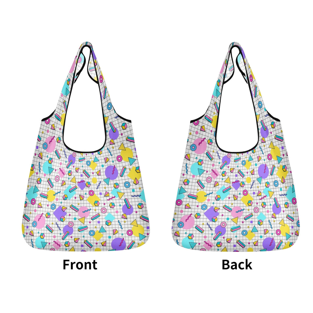 80s Grid 3 Pack of Foldable Shopping Bags 3-Pack Shopping Bags Printed Offshore Retro