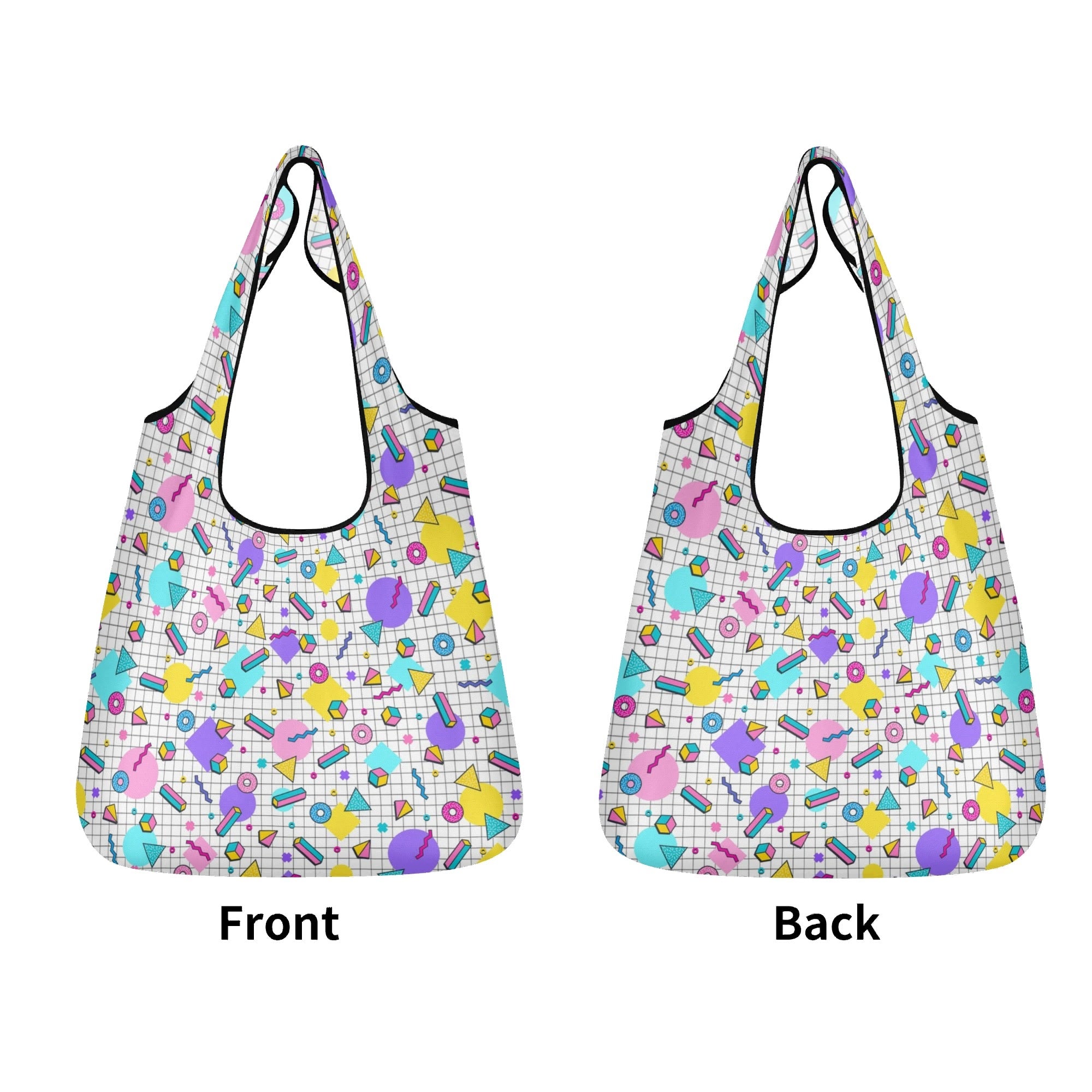 80s Grid - 3 Pack of Foldable Shopping Bags 3-Pack Shopping Bags Printed Offshore Retro