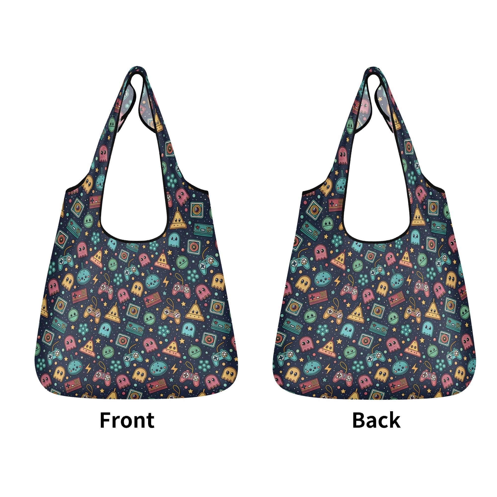 Video Game - 3 Pack of Foldable Shopping Bags 3-Pack Shopping Bags Games Printed Offshore Retro