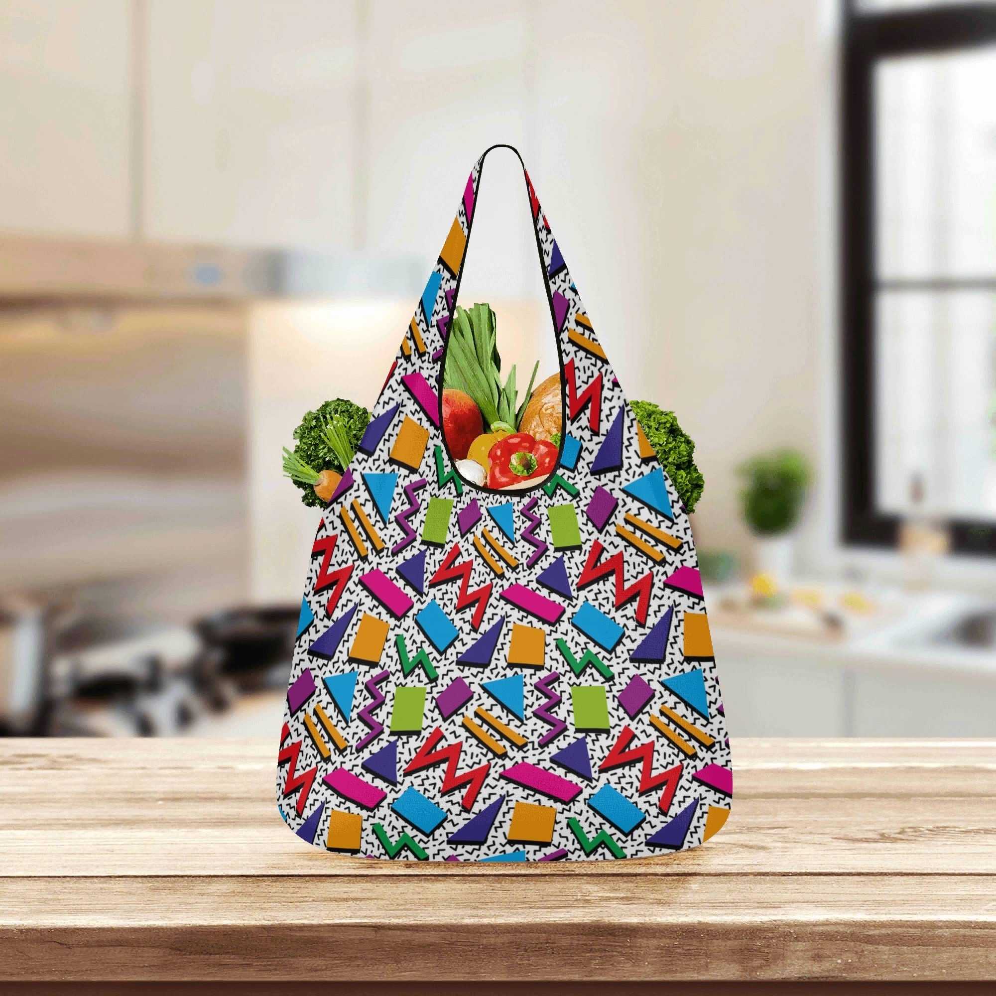 Graphic 80s - 3 Pack of Foldable Shopping Bags 3-Pack Shopping Bags Printed Offshore Retro