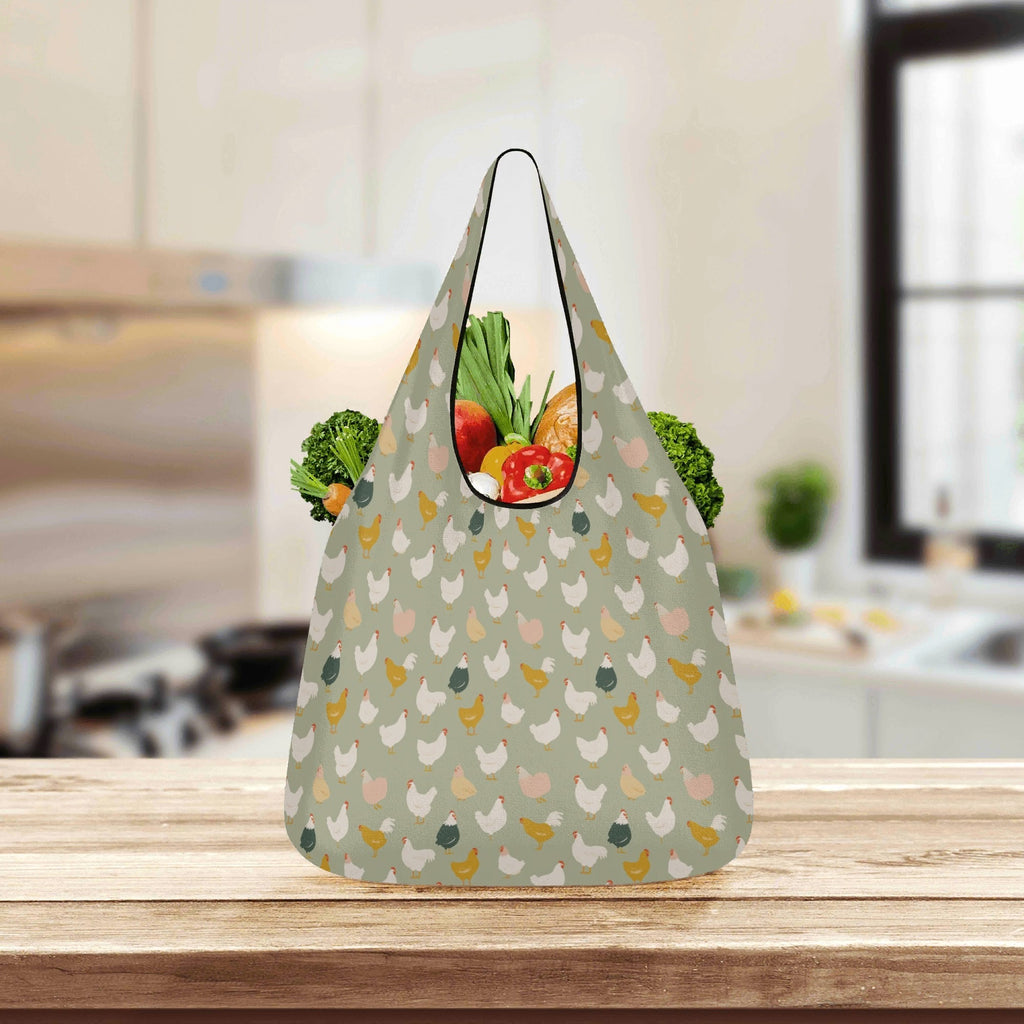 Chicken Life 3 Pack of Foldable Shopping Bags 3-Pack Shopping Bags animal Printed Offshore