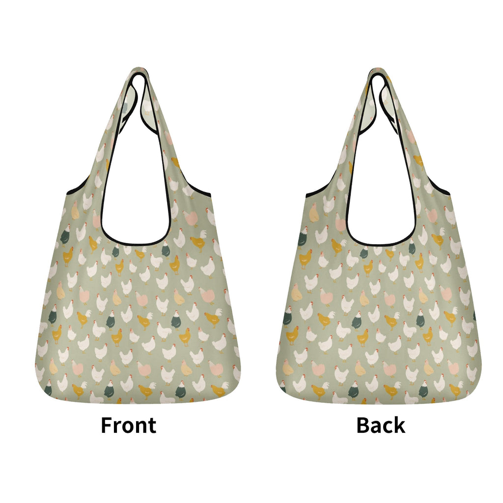 Chicken Life 3 Pack of Foldable Shopping Bags 3-Pack Shopping Bags animal Printed Offshore