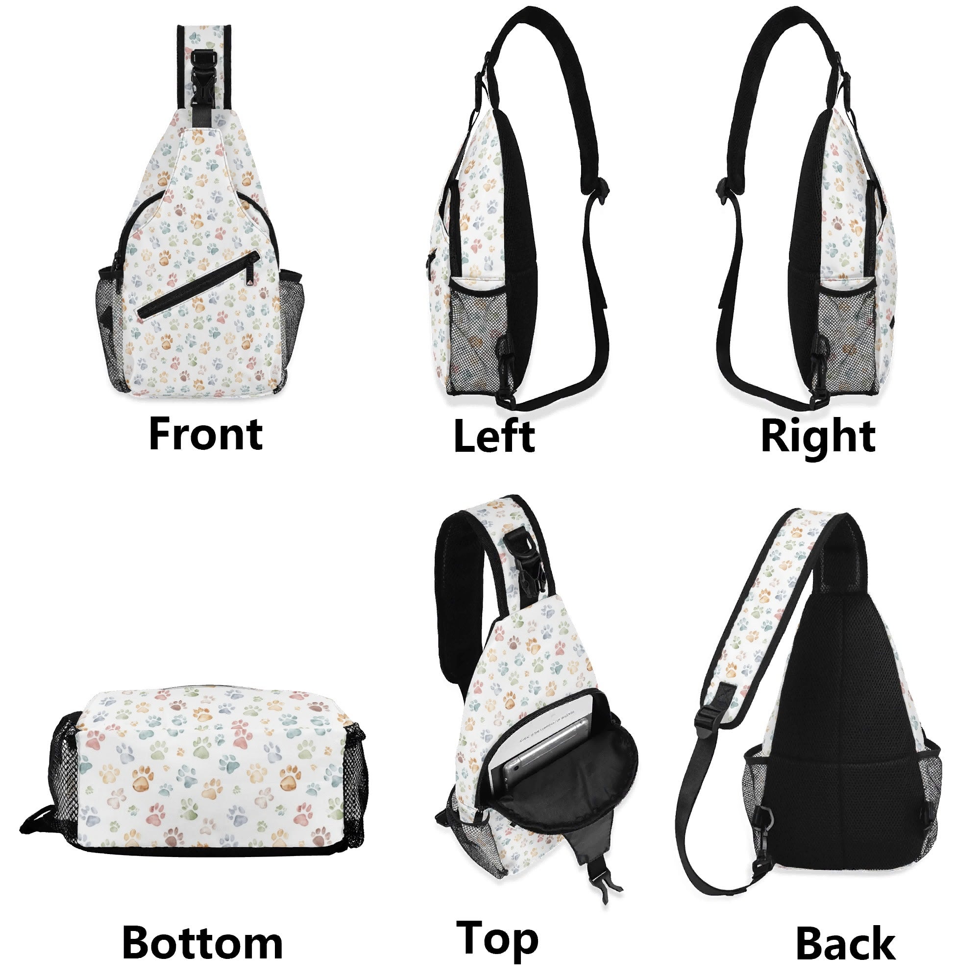 Paw Print Chest Crossbody Bag with Adjustable Strap Chest Crossbody Bag animal Printed Offshore