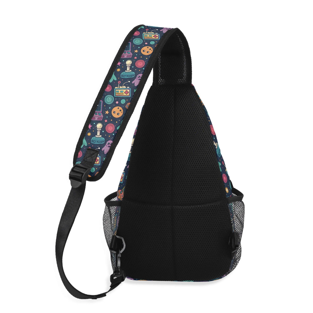 Space Arcade Chest Crossbody Bag with Adjustable Strap Chest Crossbody Bag Games Printed Offshore Retro