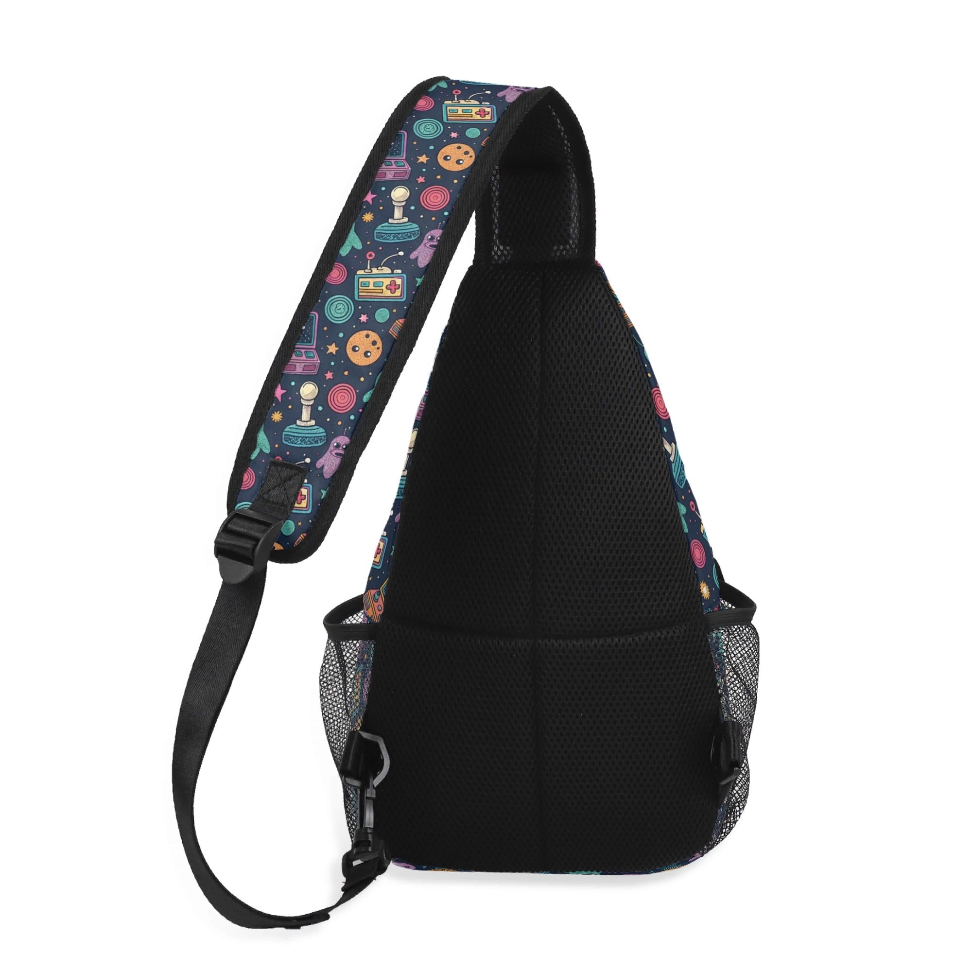 Space Arcade - Chest Crossbody Bag with Adjustable Strap Chest Crossbody Bag Games Printed Offshore Retro