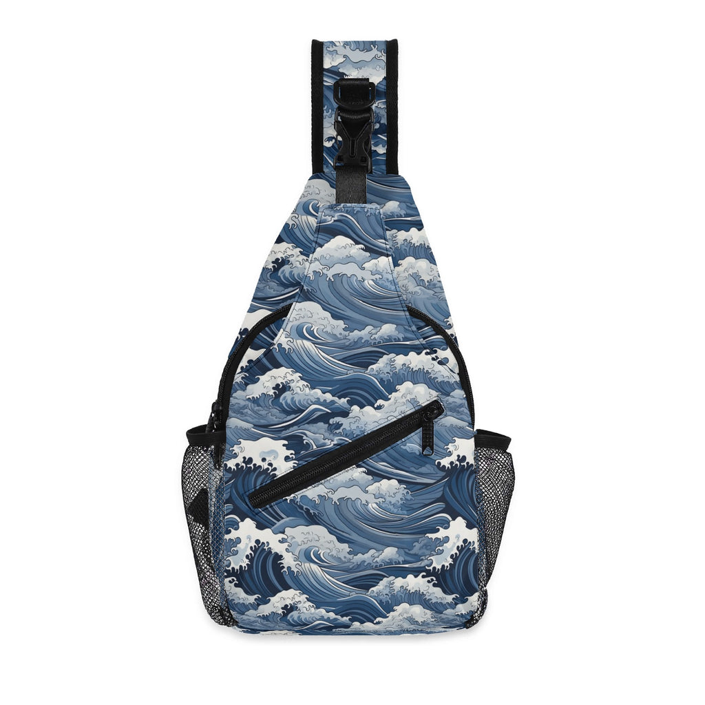 Japanese Waves Chest Crossbody Bag with Adjustable Strap Default Title Chest Crossbody Bag Ocean Printed Offshore