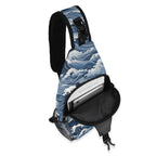 Japanese Waves Chest Crossbody Bag with Adjustable Strap Chest Crossbody Bag Ocean Printed Offshore