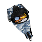 Japanese Waves Chest Crossbody Bag with Adjustable Strap Chest Crossbody Bag Ocean Printed Offshore