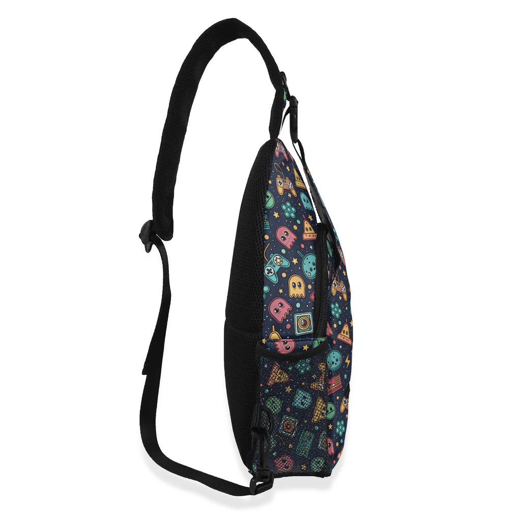 Video Game Chest Crossbody Bag with Adjustable Strap Chest Crossbody Bag Games Printed Offshore Retro