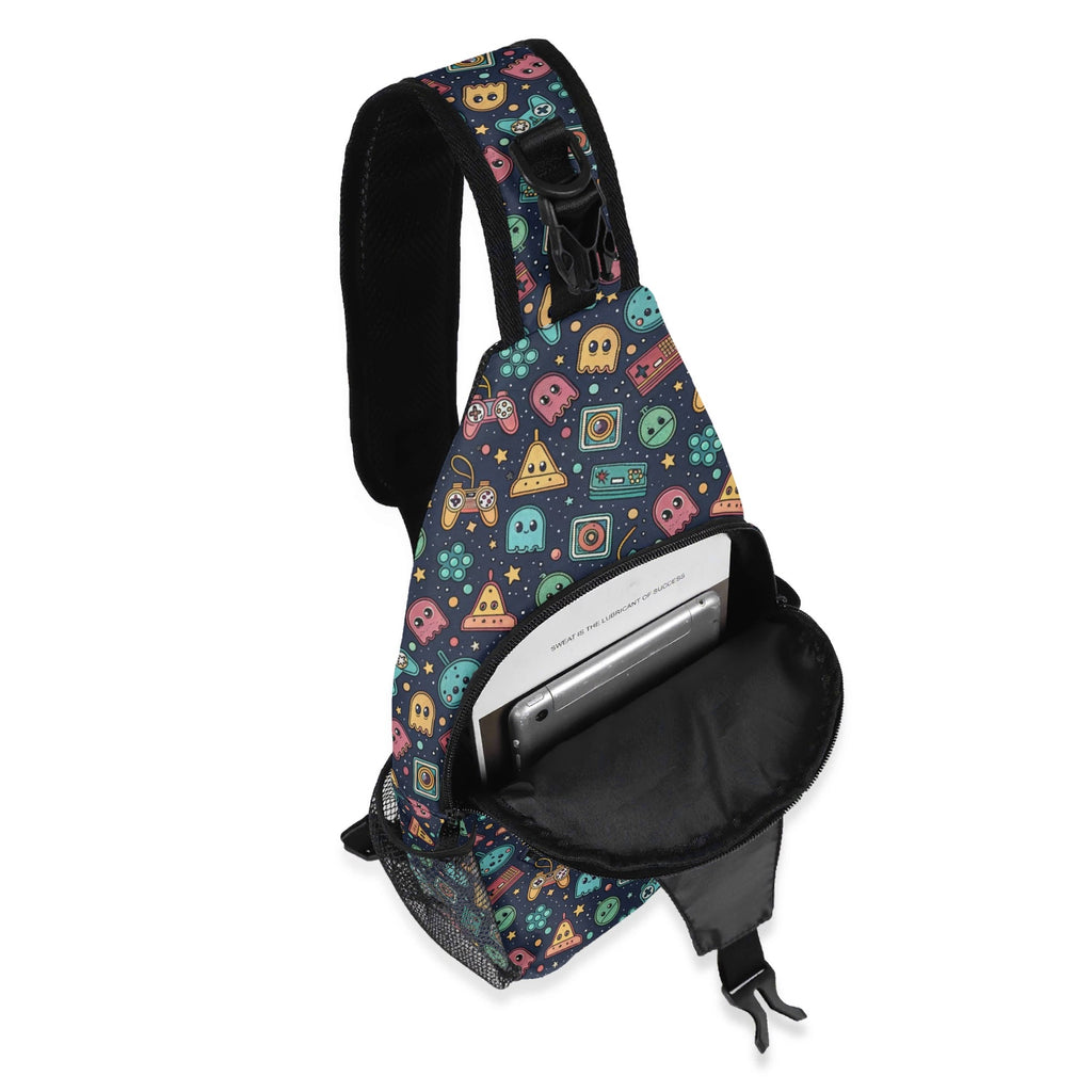 Video Game Chest Crossbody Bag with Adjustable Strap Chest Crossbody Bag Games Printed Offshore Retro