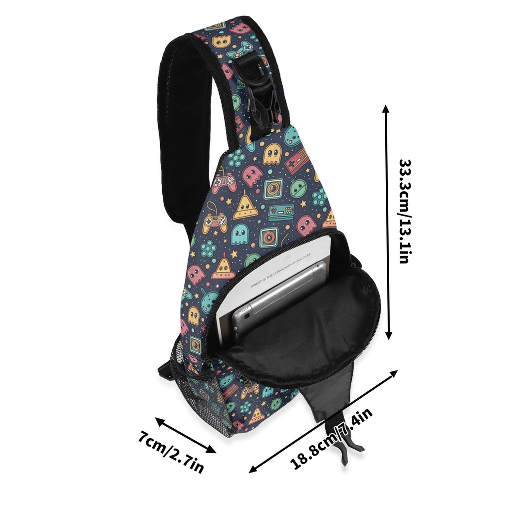 Video Game Chest Crossbody Bag with Adjustable Strap Chest Crossbody Bag Games Printed Offshore Retro