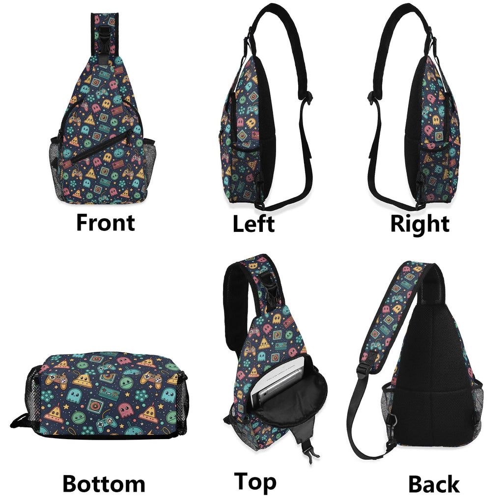 Video Game Chest Crossbody Bag with Adjustable Strap Chest Crossbody Bag Games Printed Offshore Retro