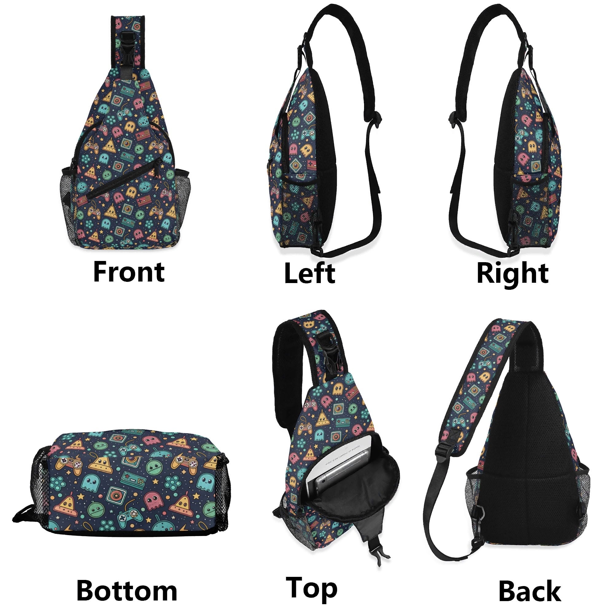 Video Game - Chest Crossbody Bag with Adjustable Strap Chest Crossbody Bag Games Printed Offshore Retro
