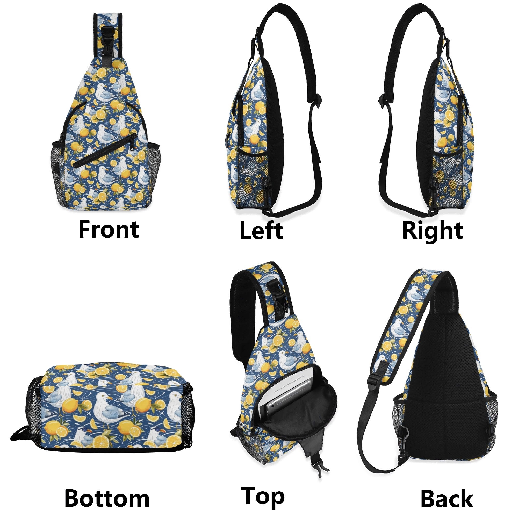 Lemon Seagull Chest Crossbody Bag with Adjustable Strap Chest Crossbody Bag animal Printed Offshore
