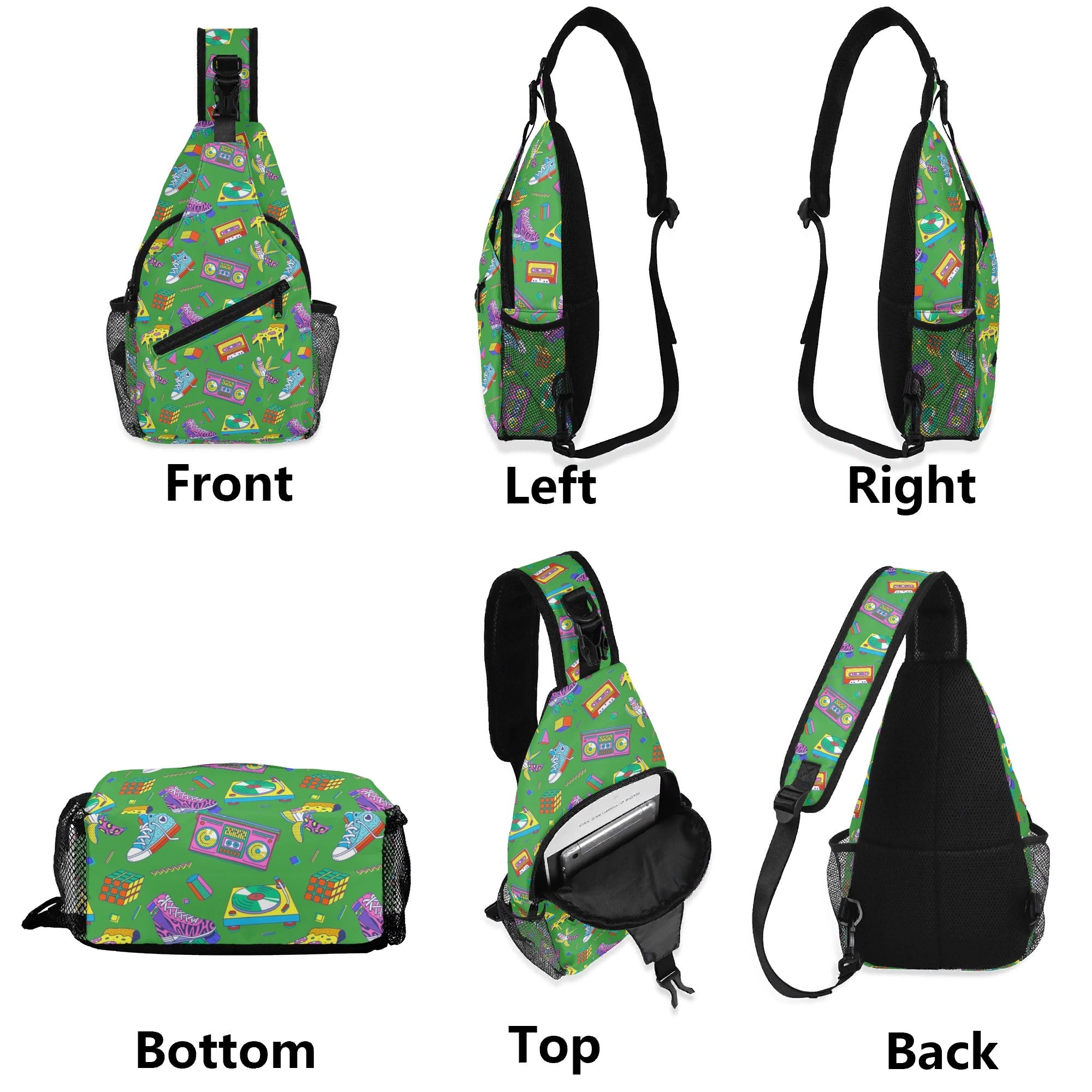 Bright 80s - Chest Crossbody Bag with Adjustable Strap Chest Crossbody Bag Printed Offshore Retro