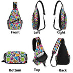Graphic 80s Chest Crossbody Bag with Adjustable Strap Chest Crossbody Bag Printed Offshore Retro
