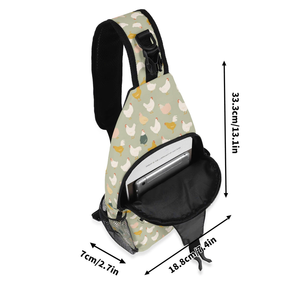 Chicken Life Chest Crossbody Bag with Adjustable Strap Chest Crossbody Bag animal Printed Offshore